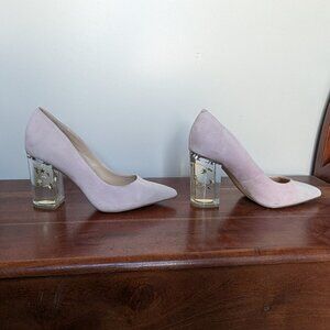Pink suede heels